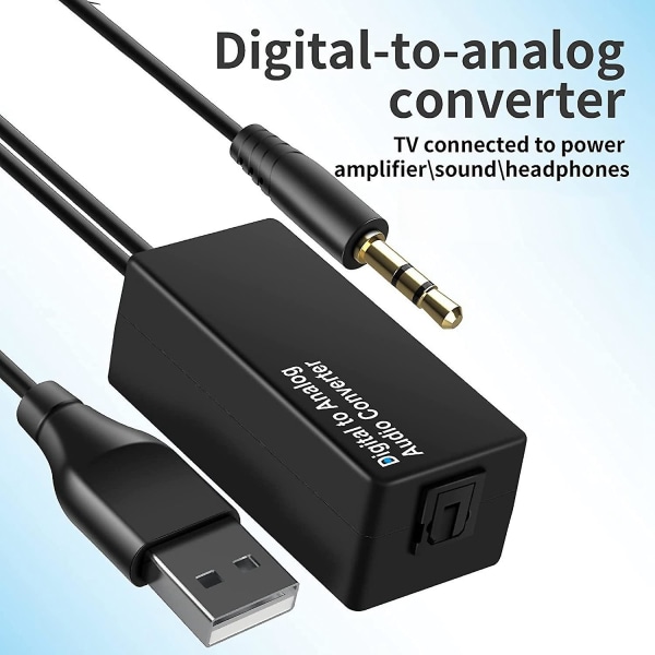 192khz Digital till Analog Audio Converter, DAC Digital Optisk Toslink till Analog 3,5 mm Jack Audio Ca