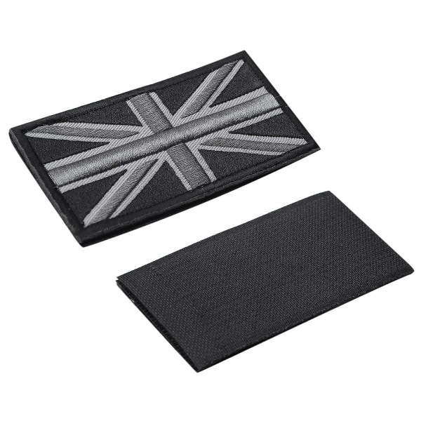 FASHIONAL Union Jack UK Flag Badge Patch Stick Back 10cm x 5cm NYFarve: Monokrom (sort/grå)