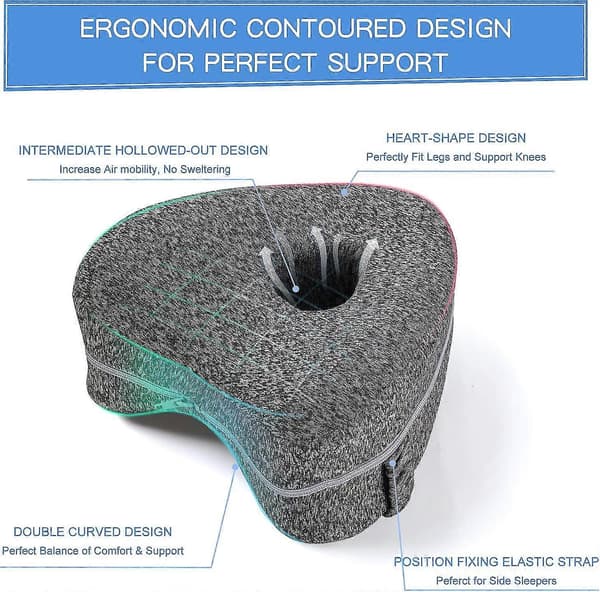 Benspute | Ergonomiske sideputer for sidesovere | Knepute i memory foam med stropp for sidesovere | Benstøttepute med avtakbart og vaskbart trekk