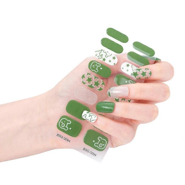 Semi-hærdede Gel Neglelak Strips Klæbende Gel Neglekunst Klistermærker Holdbare Glitter Gel Negle Wraps Klistermærke Med Neglefil