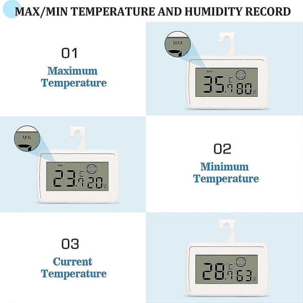 Mini Digital LCD Termometer Hygrometer Temperatur Fugtighed Bærbar Med Max/min Registrering (2 stk)