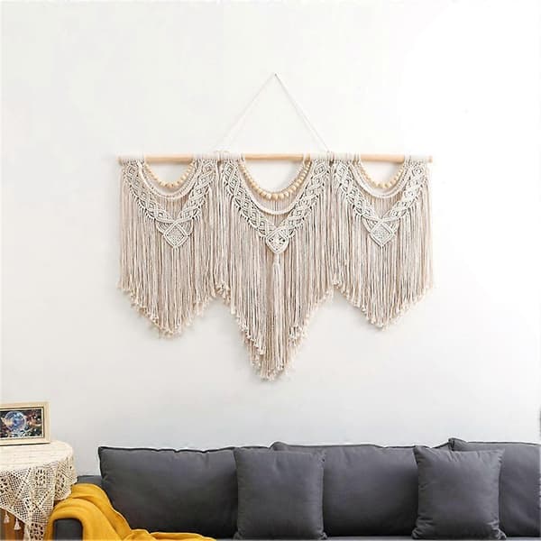 Makramé Väggbonad - Boho Tapestry Makramé Väggdekor Konst - Chic Bohemisk Handgjord Vävd Tapestry D