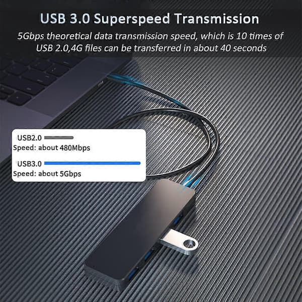4-ports USB 3.0 Hub-udvider til bærbar computer, sort