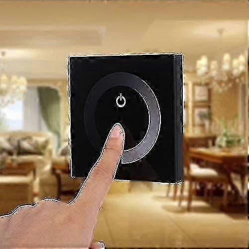 DC 12V-24V Lysdæmperkontakt Vægmonteret Touch Panel Controller; Monokrom LED Strip Lysstyrke Justerbar Lysdæmper; Touch Screen LED Lysdæmperkontakt (sort)