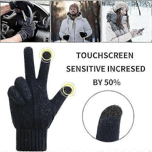 Vinter Touchscreen Hansker For Menn Kvinner Varme Vinterhansker For Camping Fotturer Utendørsaktiviteter Om Vinteren, Touch Screen Hansker, Blå