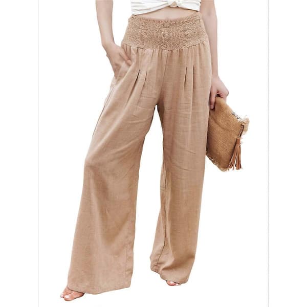 Dame Linned Palazzo Bukser Khaki L
