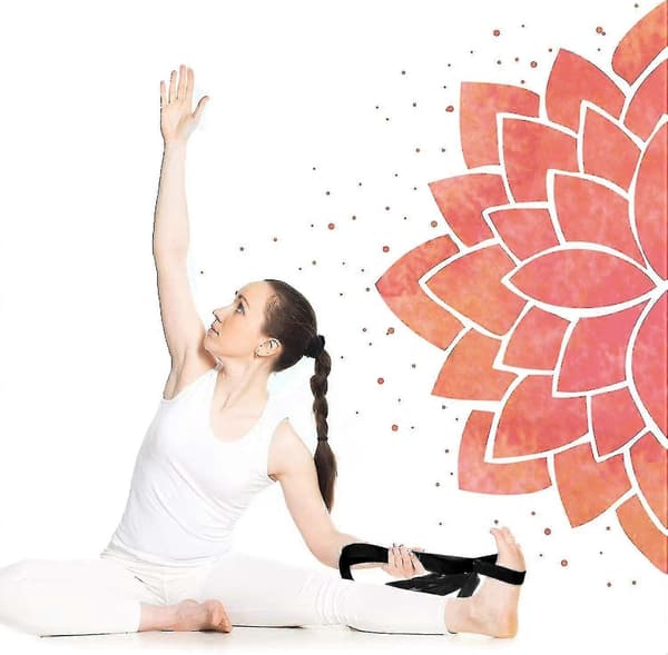 12-segment Nylon Yoga Spændebånd Yogaudstyr Et-ords Hest Split Chrys--lysegrå - Sort