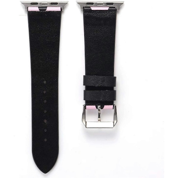 Søt prikkete lærreim for kvinner og jenter, kompatibel med Apple Watch Series 6/SE/5/4 40mm og Series 3/2/1 38mm - Rosa med svart, 38/40mm