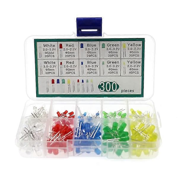5 Farve F5+f3 Mm Led Kit Boks Rød Gul Blå Grøn Hvid Lysdiode