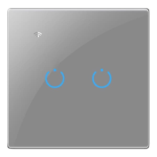 Tuya Wifi Smart Switch Touch Ljusbrytare Enkel Noll Eld Linje Universal 2 Brytare Grå