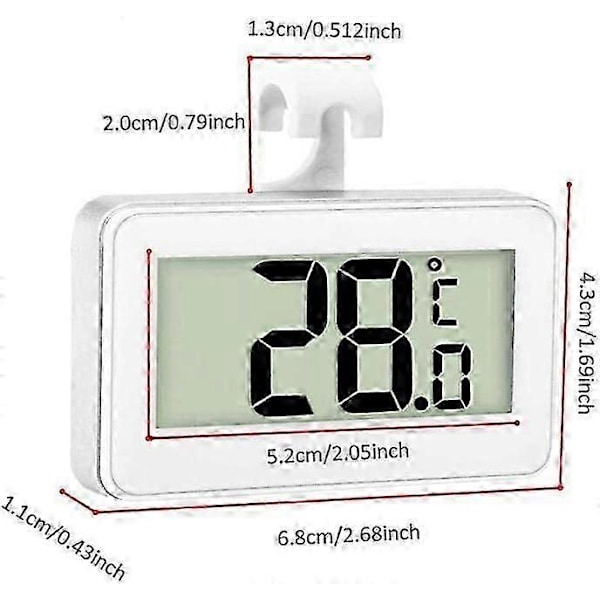 3X Køleskabstermometer Digitalt Termometer Fryser Termometer Køleskab Rum Vandtæt Fryser Termometer med LCD-Display, 2024 Ping