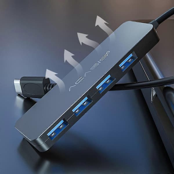 Hub USB 3.0 USB 2.0 Ekstern Splitter Støtter Samtidig Bruk av 4 USB-porter