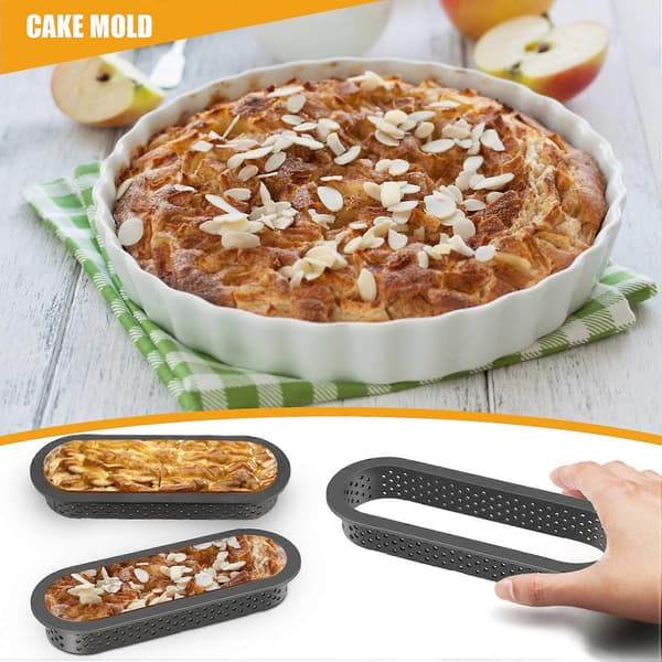 12 Stk. Ovale Terteformer Varme-Perforerte Kake Mousse Ringer Non-Stick Bakeutstyr Terte Mini Kakeform