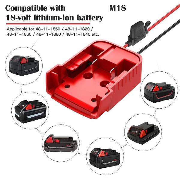 Power Wheels -sovitin akun sovittimelle 18v Power Wheels -akkusovittimen sarja sulakkeella ja kytkimellä