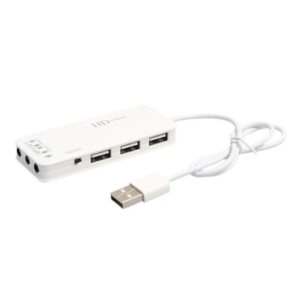 Ny USB 2.0 Hub Stereo USB Lydadapter med Stereo Miksing Adapter 3 Port Bærbar Svart