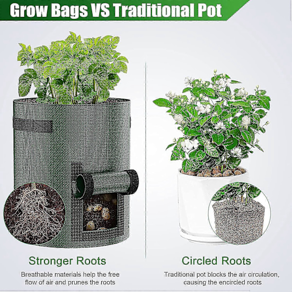 4 Stykker Kartoffelplantepose Plantepose 10 Gallon Grøntsags Tomatplanter