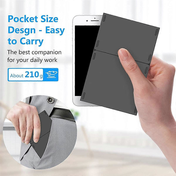 Foldbar, USB Genopladeligt Trådløst Tastatur til IOS, Android, Windows PC Laptop Smartphone - Grå