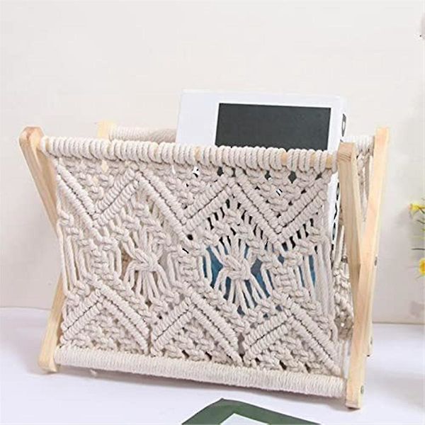 Boho tidningsställ, repvävd tidningsställ, tidningskorgar med reptygdesign, tidningsställ H