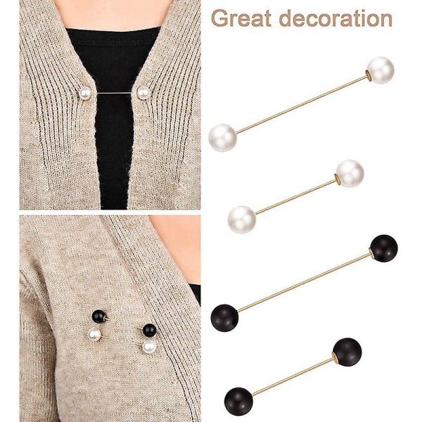 6 stykker sweater sjal klips sæt, inkluderer dobbelt imiteret perle broche nåle og krystal sjal klips & 6