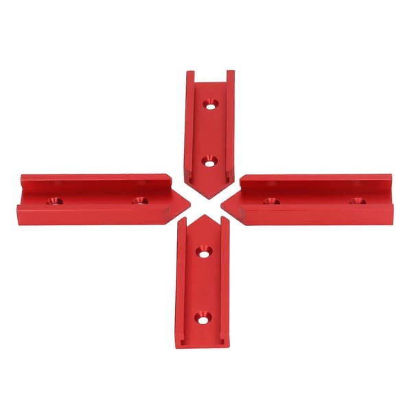 4 stk. T-skinneforbindelse, aluminiumslegering, 100 mm længde, 30 mm bredde, universal til træbearbejdning, rød