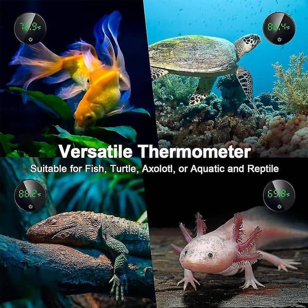 Akvarium Termometer Digitalt, Oppladbart Trådløst Akvarietermometer, Selvklebende Sirkel Led Terrarium Termometer