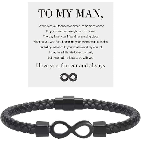Till Min Man, Infinity Läderarmband Make Gåvor Från Fru Jag Älskar Dig För Alltid Armband Pojkvän Jubileum Födelsedag Jul Fars Dag G