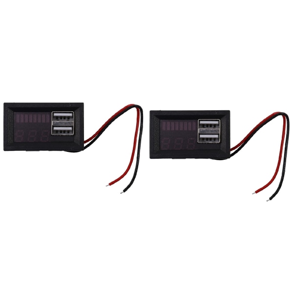 2x Rød LED Digital Display Voltmeter Mini Spænding Meter Volt Tester Panel Til DC 12v Biler Usb 5v2a