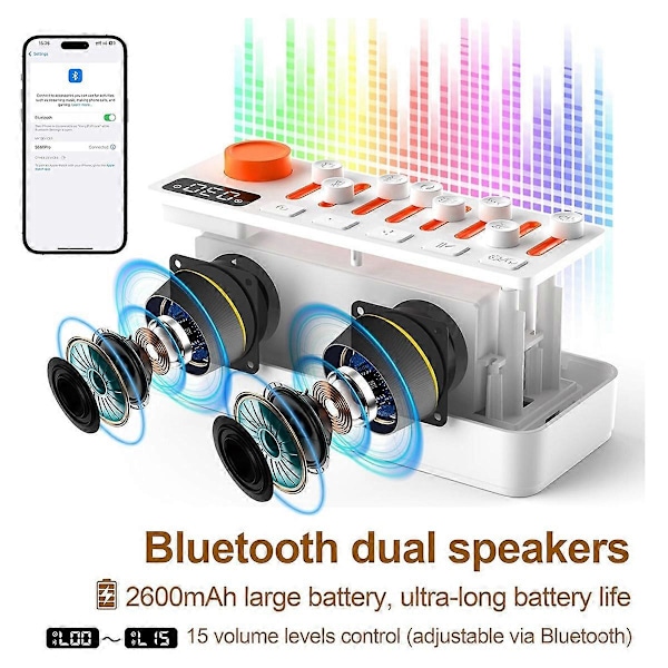 White Noise Sleep Sound Machine med 8 Naturlyde, Bærbar Bluetooth Højttaler, 12 Farver Natlampe