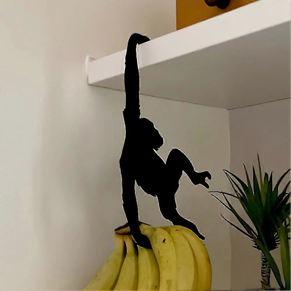 Kreativ Bananhängare Svart Metallkrok Apa Gorilla Bananhållare Nycklar Hängkrok Klädförvaringsställ