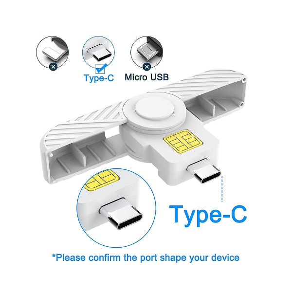 Vikbar USB Typ C Common Access Smart Card Sim-kort/ic Bank Chip Card Reader kompatibel med Maco