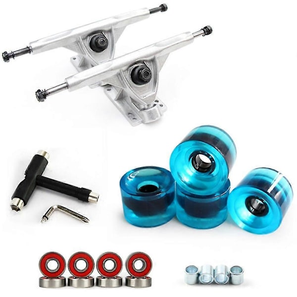 7 tum Longboard Truck Hjulset 4 st PU Hjul 8 st Lager T Skateboard Verktyg Skateboard Hjul Com