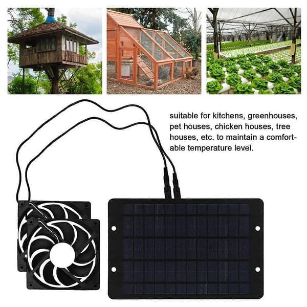 12V Solar Udluftningsventilator Solar Ventilator Solpaneldrevet Ventilator Solar Ventilator til Loftsrum Hundehus Hønsehus Drivhusventilator