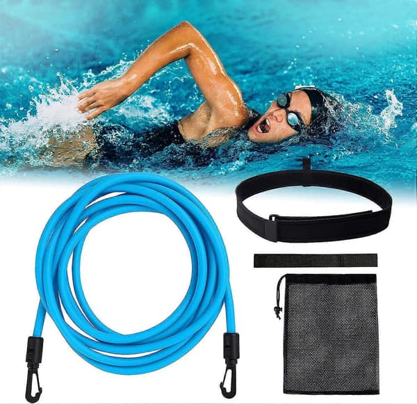 3m/ 4m Pool Simträningskoppel Slitstarkt Elastiskt Simträningsbälte Simmotståndsband Poolsimning Elastiskt Rep Motståndsband för Pooler black