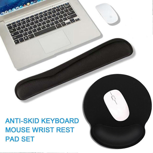 1 Set Tangentbords handledsstöd Vattentätt Ergonomiskt Slitstarkt Andningsbart Supermjukt Stöd Handled Gummi Musmatta med Tangentbords handledsstöd Set