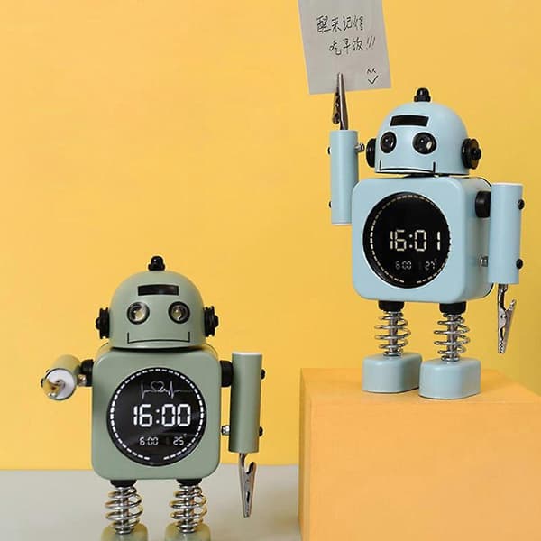 Robot Smart Digitalt Vækkeur Med Snooze-tilstand Temperaturvisning