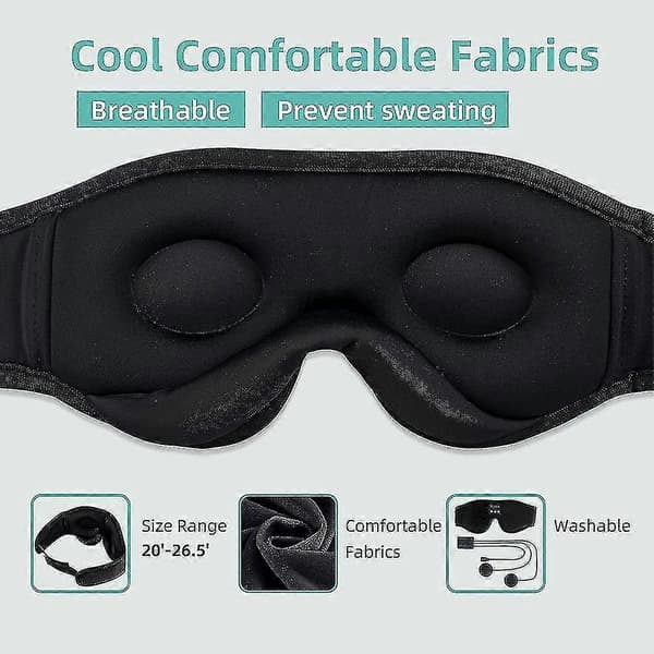 Bluetooth Trådløs Øyemaske Søvn Hodetelefoner Maske Bluetooth Headset