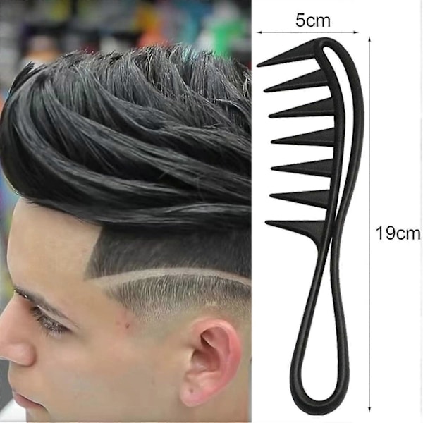 3 stk. bredtandet kam, krøllekam, hårkam, varmebestandig antistatisk grov hårkam stylingkam til kvinder mænd hårstyling salon (sort)