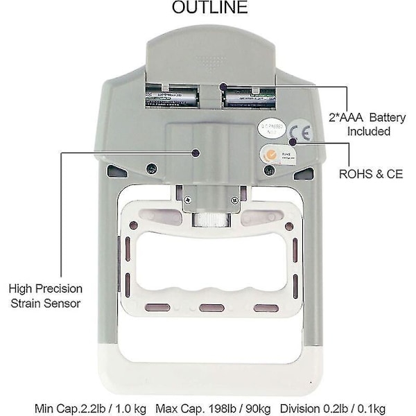 Camry Digital greppstyrkemätare Dynamometer Automatisk inspelning 200 Lbs/90 Kg 19,5*12,5*3m (grå)fonepro