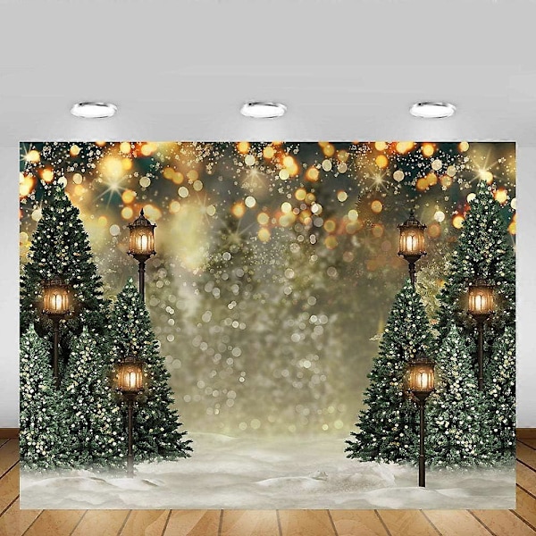 2,1x1,5m Vinter Juletre Snøfnugg Grønn Nyfødt Fotografering Bakgrunn Snøscene Glitter Bokeh Portrett Baktepper Jul Bursdag