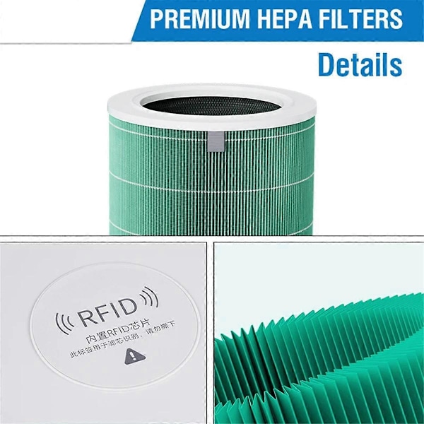 4 stk. Hepa Filter Erstatningsfilter til Mi Air Purifier 4 Aktivt Kulfilter Grøn