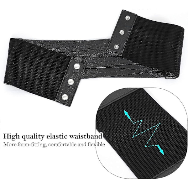 Dame Skinn Bredt Midjebelte - Elastisk Stretch Obi Belte-Yvan