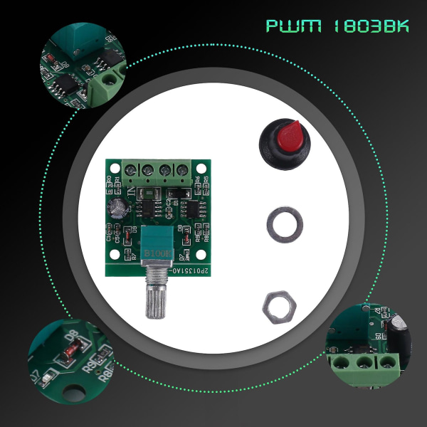 1.8v 3v 5v 6v 7.2v 12v 2A 30W DC Motor Hastighedsregulator (PWM) 1803BK Justerbar Driver Switch