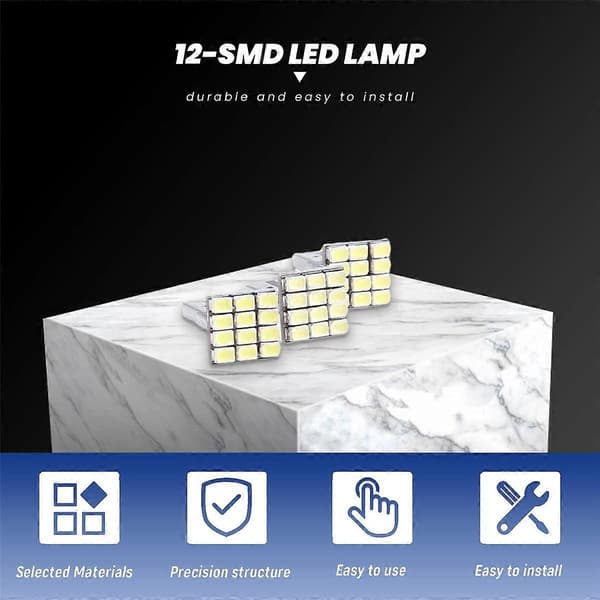 T10 W5W Hvit Canbus 1206 12-SMD LED 12V pære x4