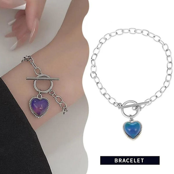 Fargeendrende Armbånd Hjerteform Kvinner Jenter Smykker Gave