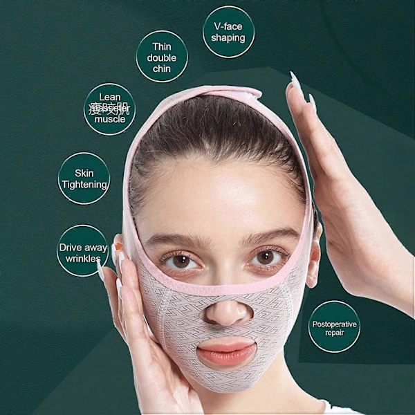 2-pack Skulpterande Sömnmask för Ansikte, V-Linje Ansiktsbantningsmask, Hakrem, Ansiktslyftbälte, Ansiktsåtstramande Hudmask, Skönhetshalsmasker för