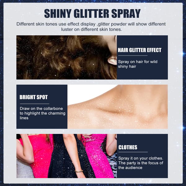 2 stk. EELHOE Glitter Spray - Halloween Highlighter til makeup, natklub festoutfit highlighter, hudoplysende glitterpulver 2Pcs