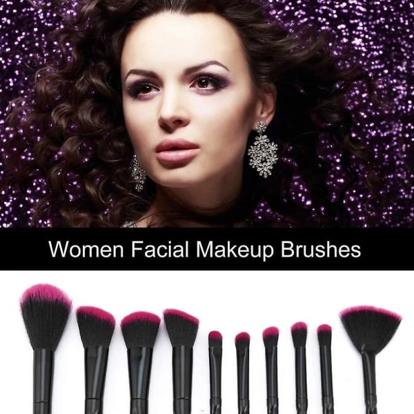 Spiral Design Plasthåndtag Skønhed Makeup Børster Kosmetisk Foundation Powder Blush Make Up Brush Værktøjssort, rød10 stk.