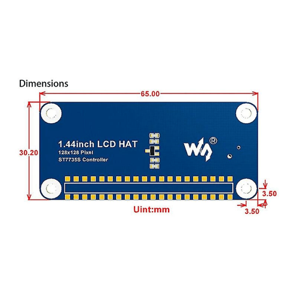 1.44 Tommers LCD-Skjerm HAT for Raspberry Pi 2b/3b/3b+/zero/zero W 128x128 Piksler SPI-Grensesnitt LED