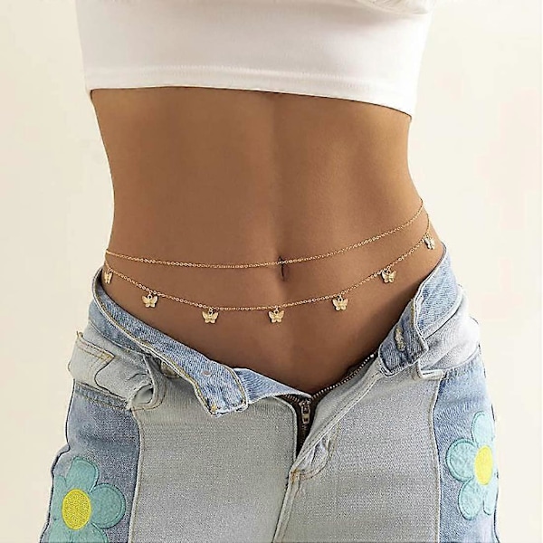 Boho fjäril midjekedja magkedjor kroppskedjor strand midjesmycken accessoarer för kvinnor och flickor