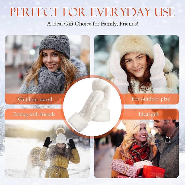 Luffer Damer, Tykke Fleeceforede Isolerede Varme Strikkede Vinter Termiske Luffer Fingerløse Damehandsker & Luffer